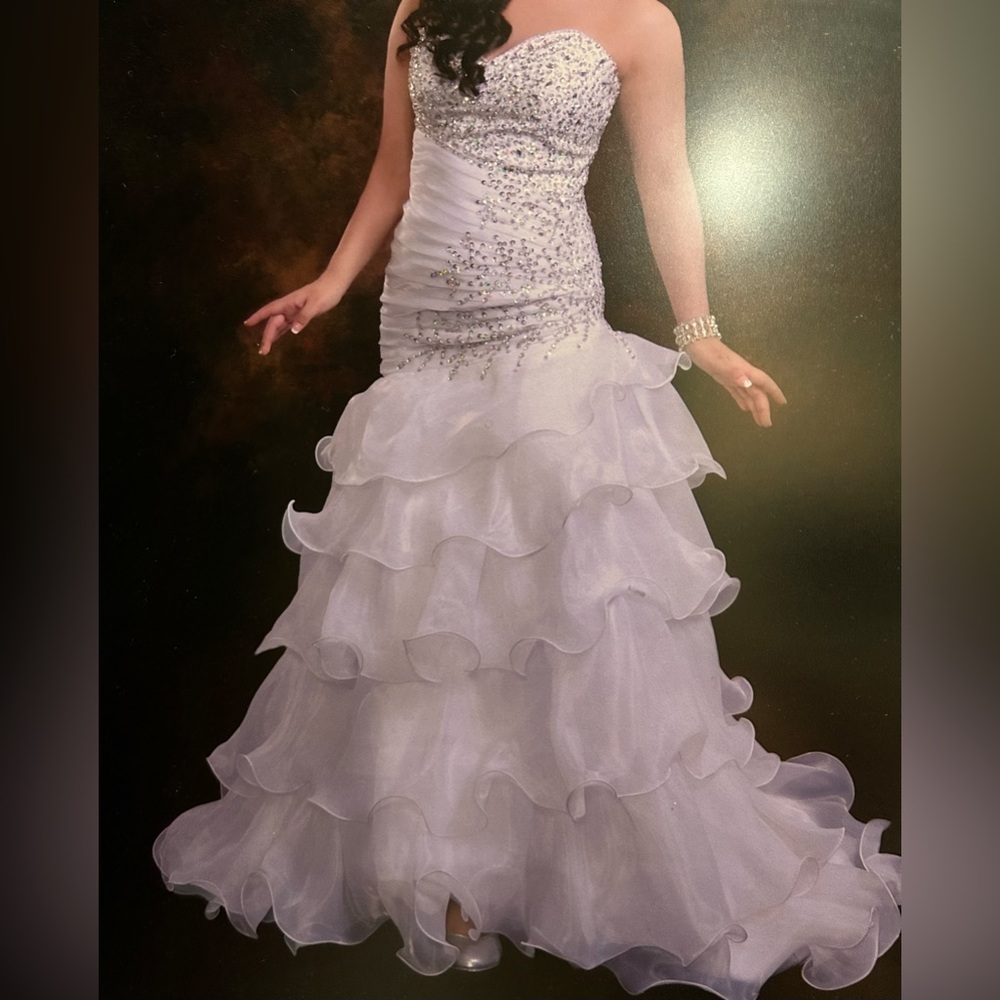 Elegant White Ruffled Gown
